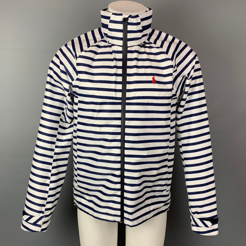 POLO by RALPH LAUREN Talla S Chaqueta Náutica de Poliéster a Rayas Azul Marino y Blanca