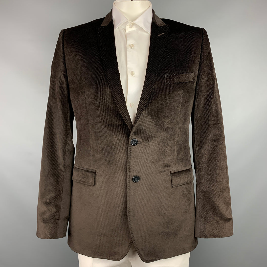 DOLCE & GABBANA Size 42 Regular Brown Velvet Cotton / Viscose Sport Coat