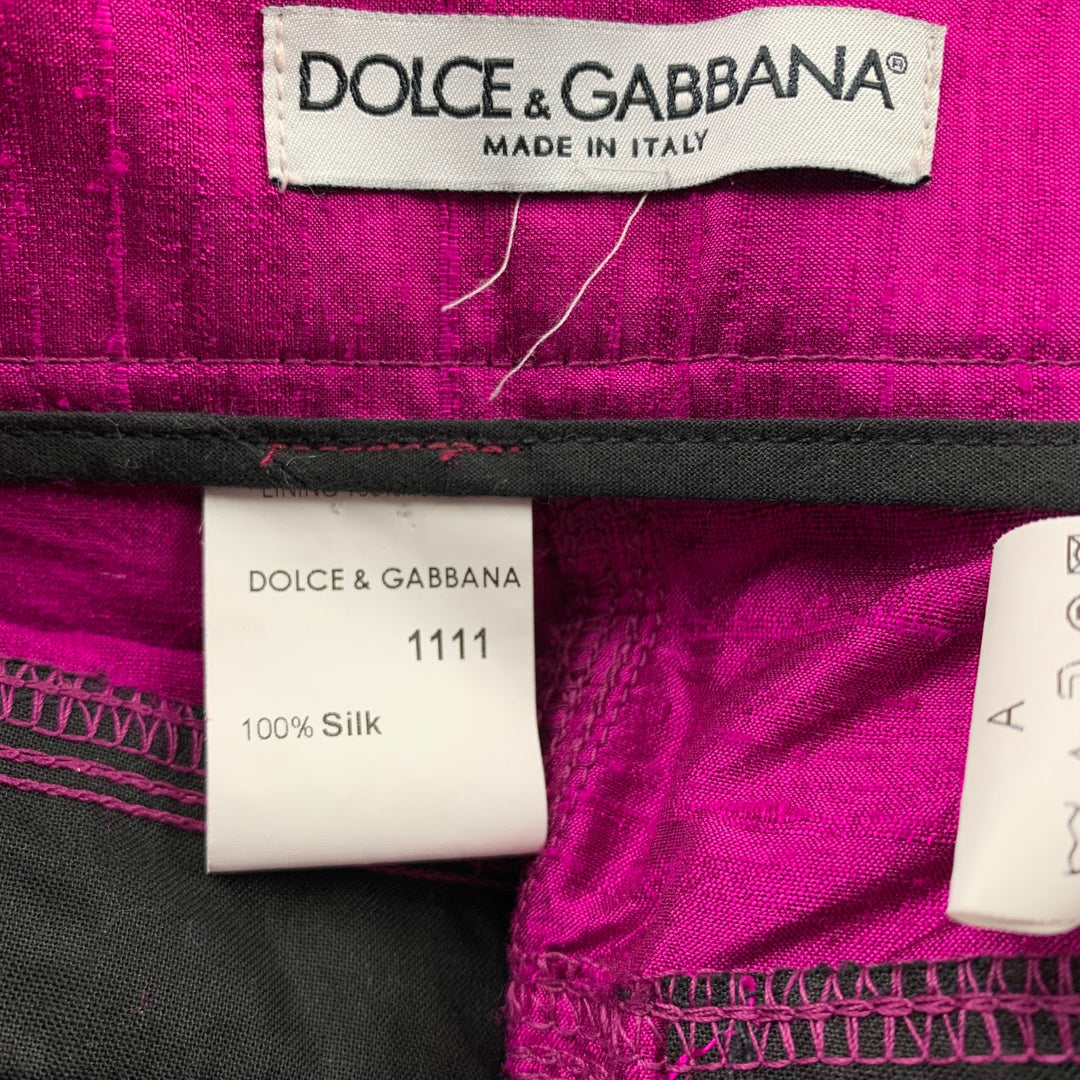 DOLCE & GABBANA Size 4 Fuchsia Silk High Waisted Dress Pants