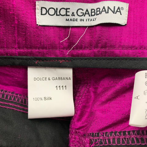 DOLCE &amp; GABBANA Taille 4 Pantalon habillé taille haute en soie fuchsia