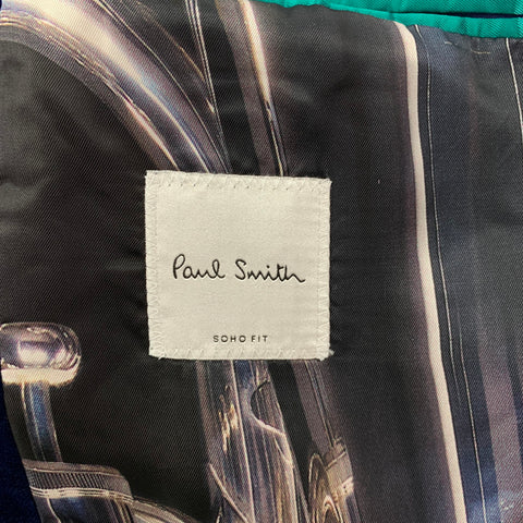 PAUL SMITH Soho Fit Size 42 Cobalt Velvet Polyester Sport Coat