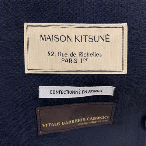 MAISON KITSUNE Size 36 Navy Rhombus Wool Mohair Double Breasted Suit