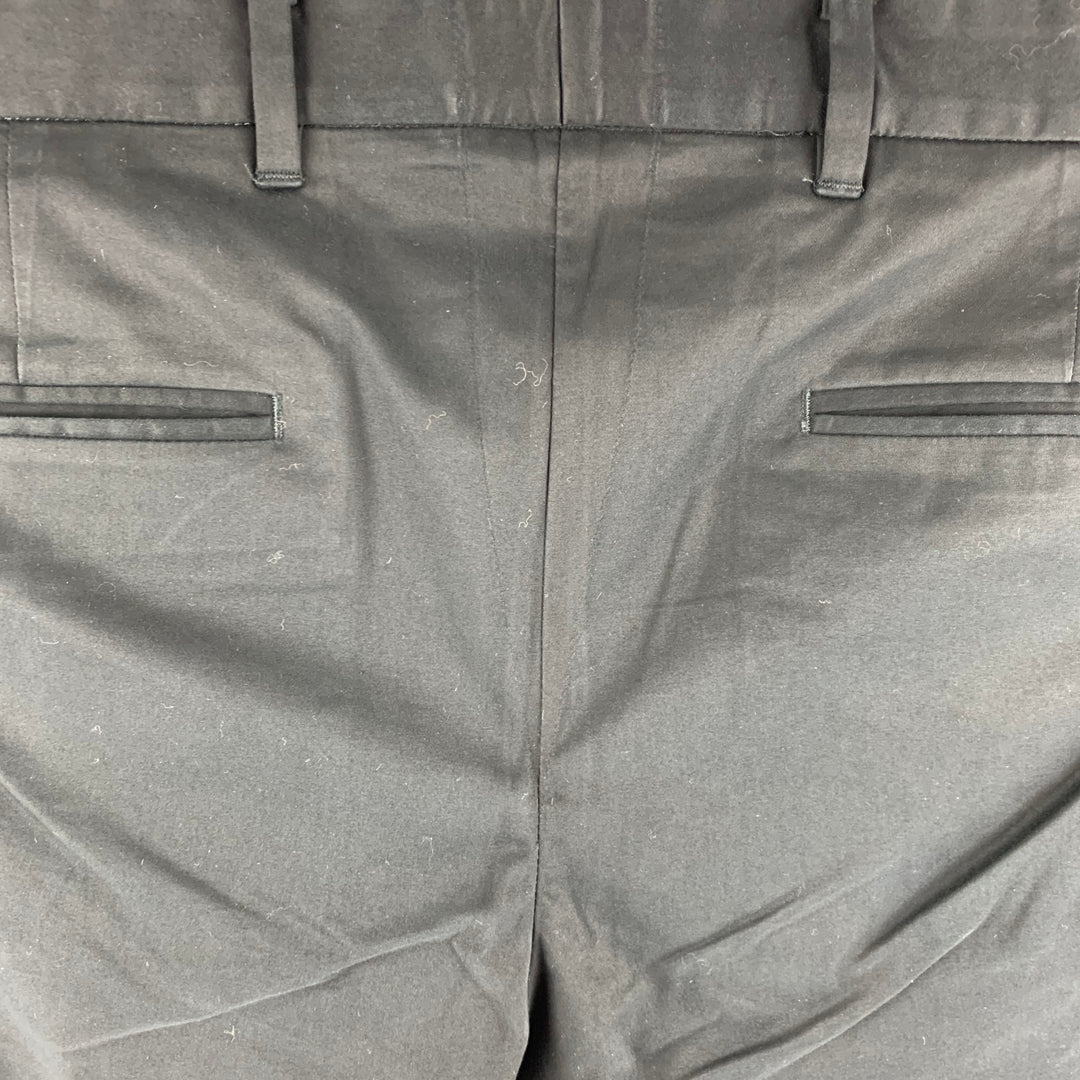 JOHN VARVATOS Size 33 Black Cotton Elastane Flat Front Casual Pants