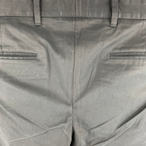 JOHN VARVATOS Taille 33 Pantalon décontracté en coton élasthanne noir à devant plat