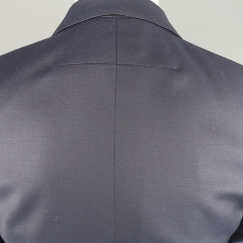 GIVENCHY 40 Short Navy Wool Notch Lapel Suit