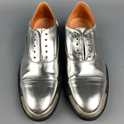 BARBARA BUI Size 7 Silver Leather Metallic Patent Leather Shoes