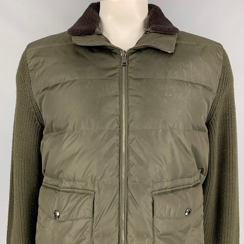 RALPH LAUREN Purple Label Taille XL Vert Matelassé Tissus Mixtes Veste Col Shearling