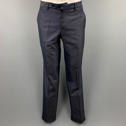 BRIAN DALES Size 40 Regular Navy Dot Print Wool Blend Notch Lapel Suit