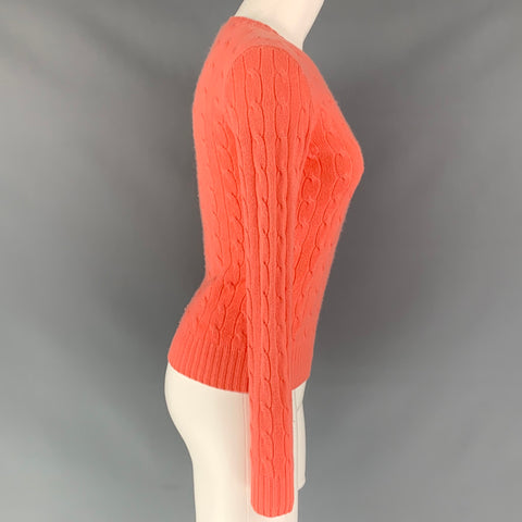 RALPH LAUREN Cashmere Cable Knit Size S Coral Pullover