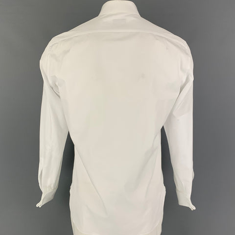 ERMENEGILDO ZEGNA Size L White Cotton Tuxedo Long Sleeve Shirt
