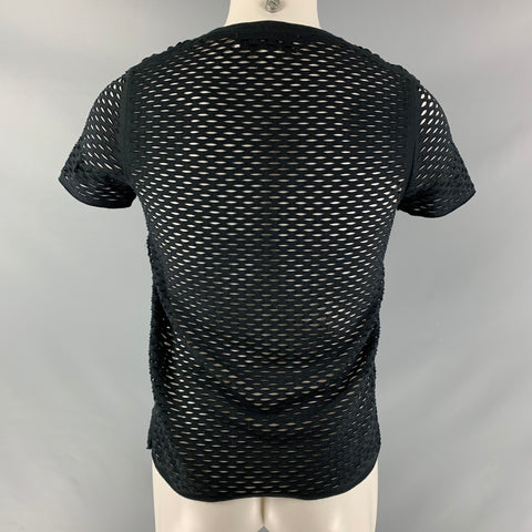 IRO Size XS Black Mesh Cotton Crew-Neck T-shirt