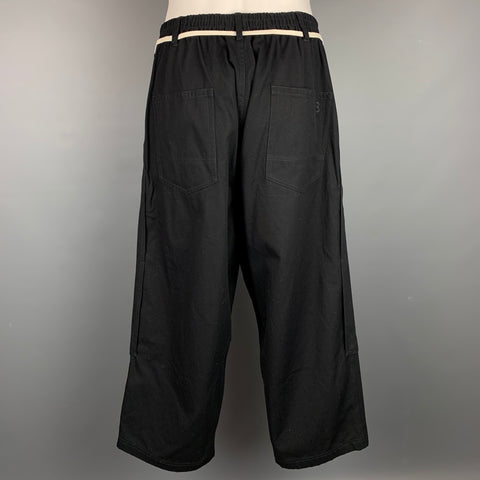 Y-3 by YOHJI YAMAMOTO Talla M Pantalones casuales de pierna ancha elásticos de algodón negro