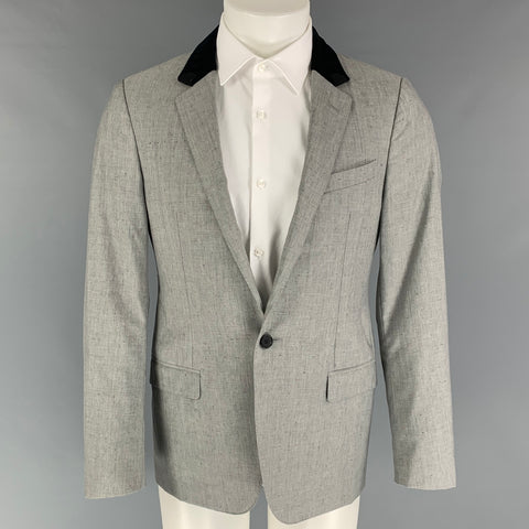 LANVIN Size 38 Regular Light Grey Heather Wool Notch Lapel Sport Coat