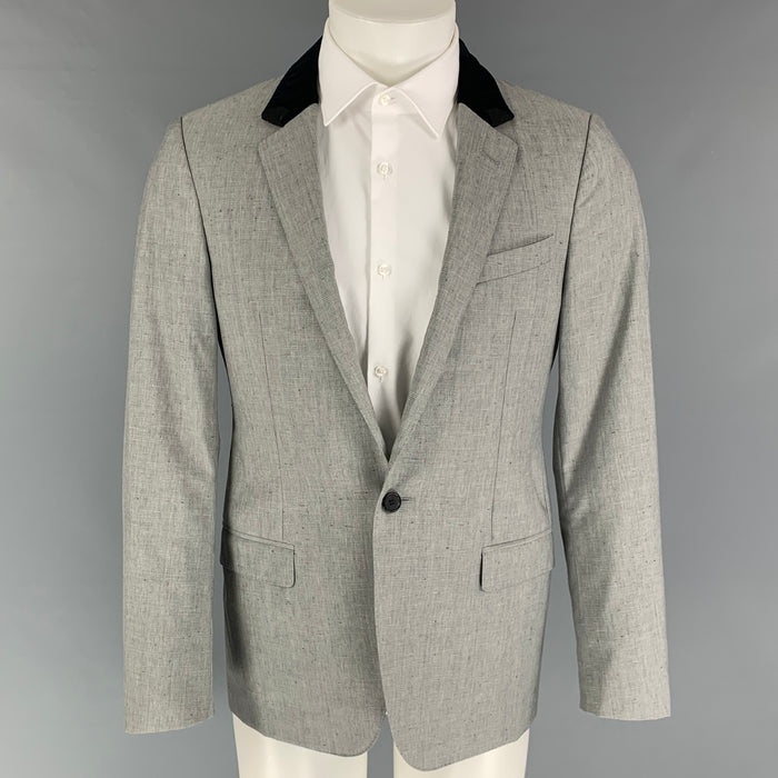 LANVIN Size 38 Regular Light Grey Heather Wool Notch Lapel Sport Coat