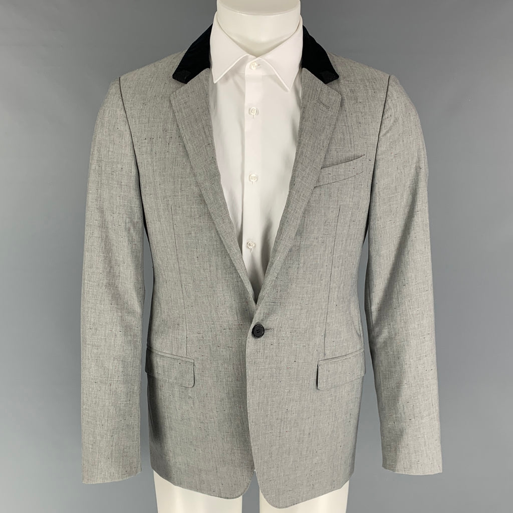 LANVIN Size 38 Regular Light Grey Heather Wool Notch Lapel