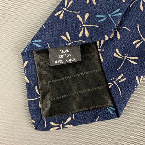 BLADE+BLUE Corbata de algodón con estampado de luciérnagas gris marino