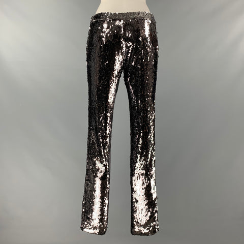 SALLY LAPOINTE Taille M Pantalon habillé à paillettes argentées