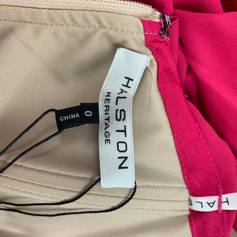 HALSTON HERITAGE Size 0 Pink Polyester Side Slit Strapless Dress