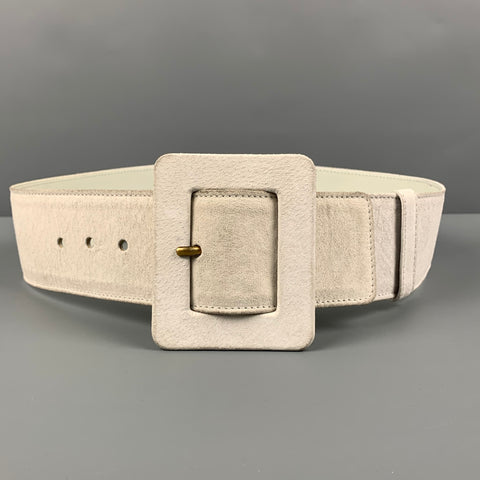 YVES SAINT LAURENT Talla 32 Cinturón de ante blanco roto