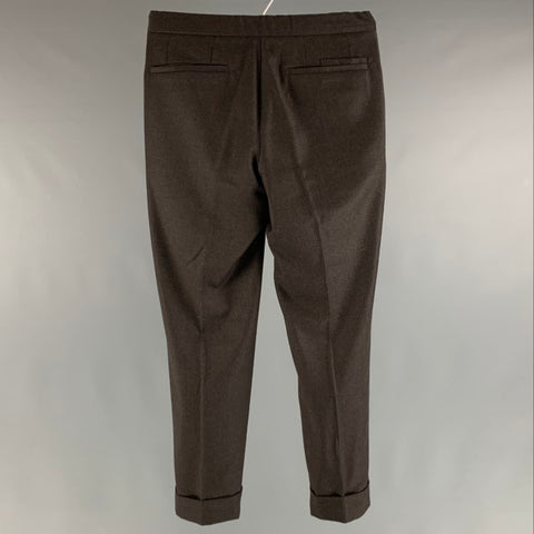 VIGANO Size S Brown Wool Elastic Waistband Casual Pants