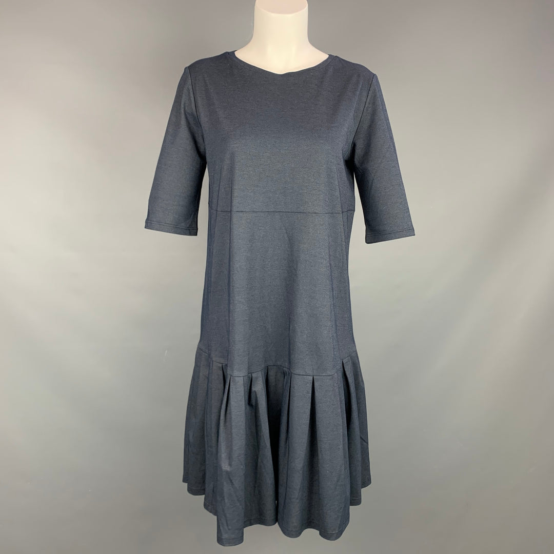 WEEKEND by MAX MARA Vestido evasé de manga corta plisado azul marino talla M