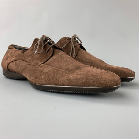 PAUL SMITH Size 10 Brown Suede Square Toe Lace Up Shoes
