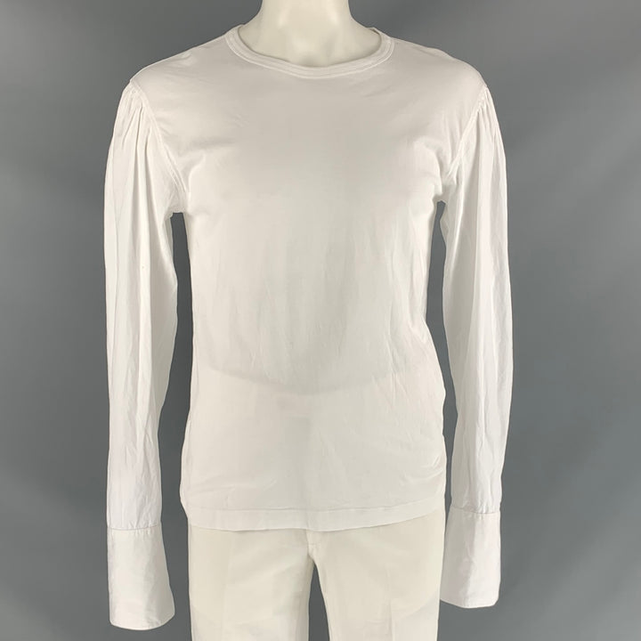 DRIES VAN NOTEN Size L White Solid Cotton French Cuff Long Sleeve Shirt