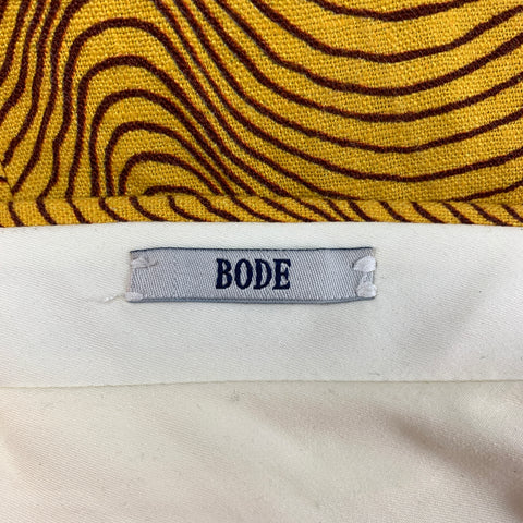 BODE Size 28 Yellow Brown Cotton Psychedelic Wave Trouser Pants