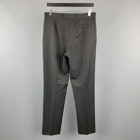 MIU MIU Size 30 Stripe Dark Gray Wool 31 Pleated Dress Pants