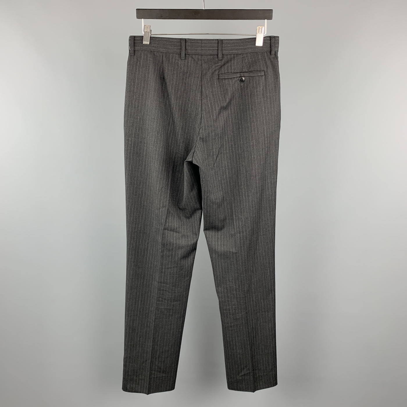 MIU MIU Size 30 Stripe Dark Gray Wool 31 Pleated Dress Pants