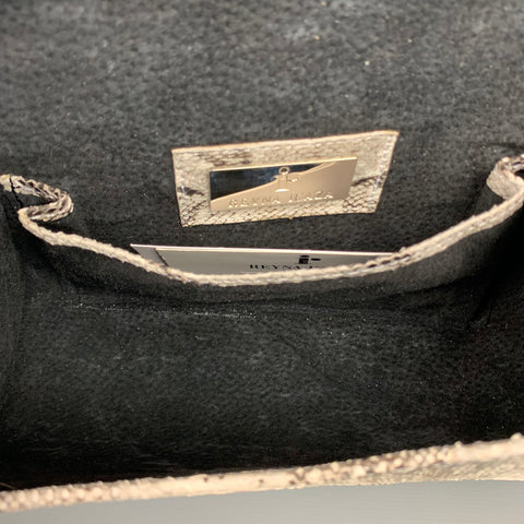 REYNA ICAZA Grey & Black Snake Skin Clutch