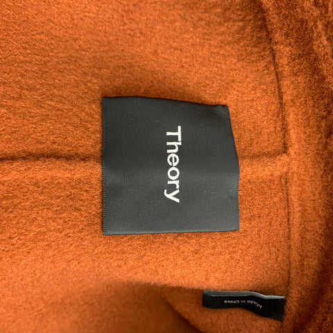 THEORY Size M Rust Wool / Cashmere Shawl Collar Belted Coat