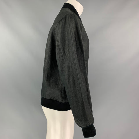 RAF SIMONS Spring 2009 Size 38 Charcoal Textured Polyester Bomber Jacket