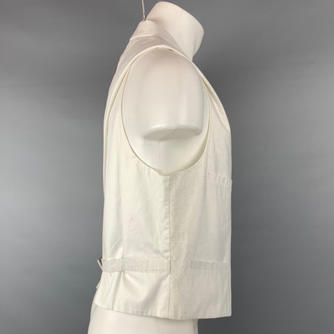 JOHN VARVATOS Talla 44 Chaleco con botones de algodón a rayas blancas y grises