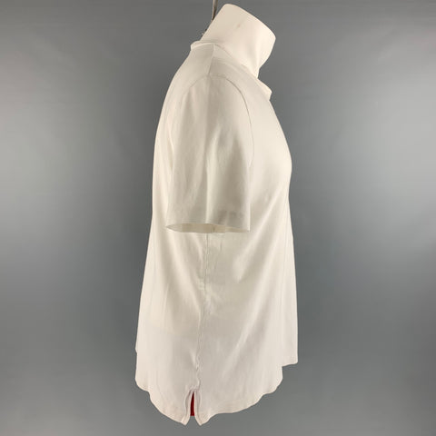 PRADA Size M White Pique Cotton / Elastane Short Sleeve T-shirt