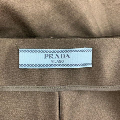 PRADA Talla 4 Minifalda de seda satinada doble marrón
