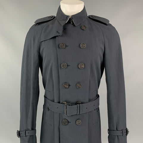 BURBERRY PRORSUM Spring 2015 Size 40 Navy Cotton / Silk Trench Coat