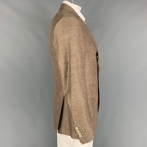 BRUNELLO CUCINELLI Size 40 Light Brown Peak Lapel Sport Coat