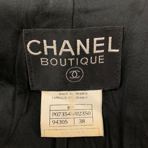 Vintage CHANEL Size 6 Black Textured Wool Nylon Double Breasted Dress Set