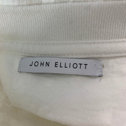 JOHN ELLIOTT Size L White Multi-Color Splattered Cotton Crew-Neck T-shirt