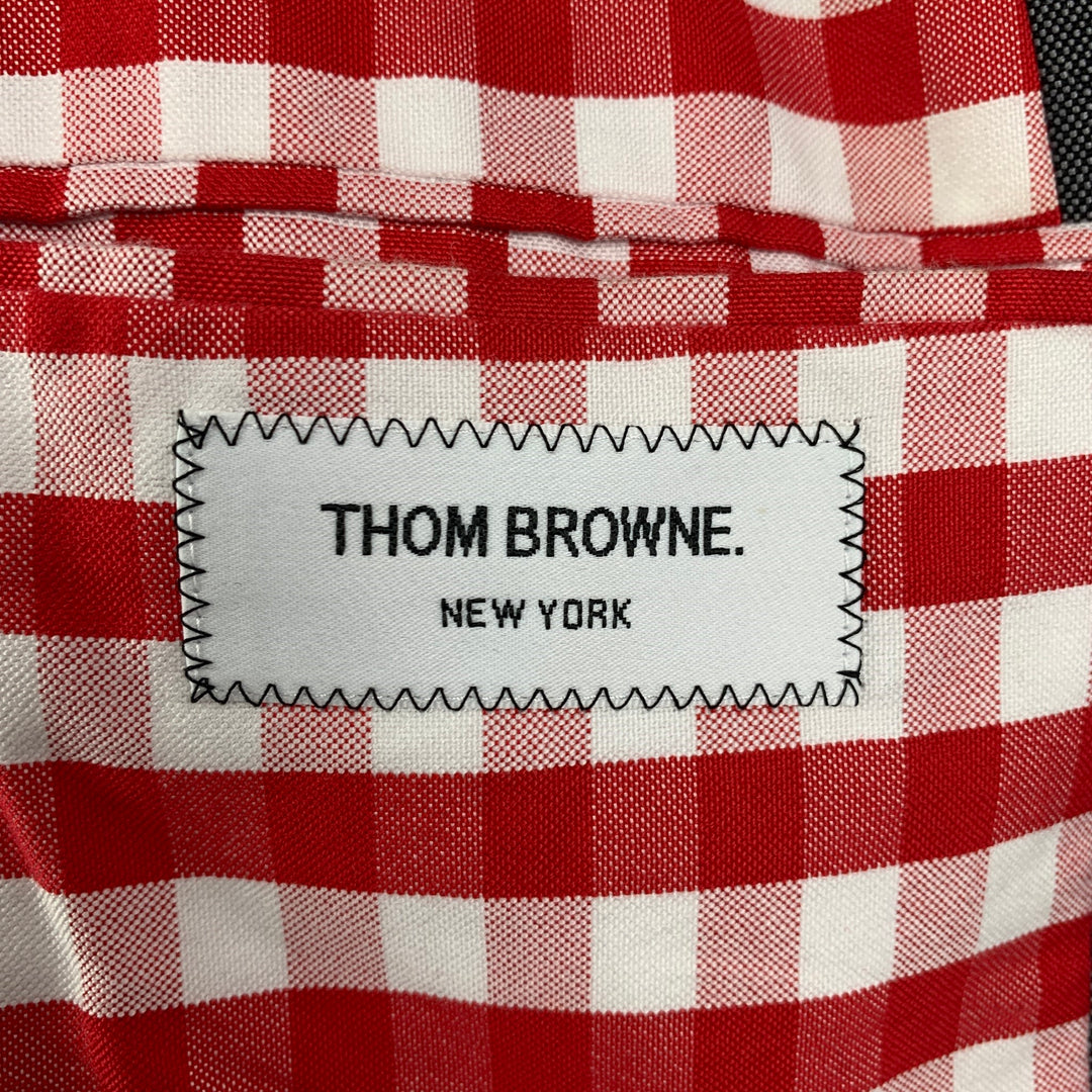 THOM BROWNE Taille 38 Manteau de sport à revers cranté en laine mélangée à carreaux rouge marine