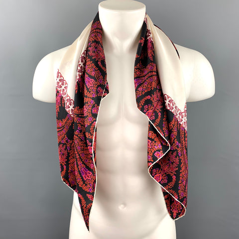 GUCCI Multi-Color Cream Center Floral Silk Scarf