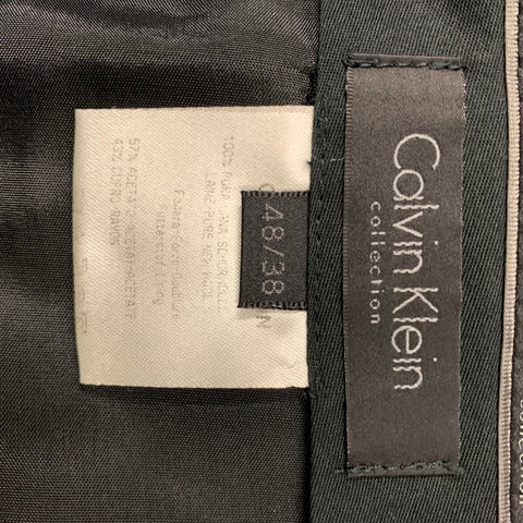 CALVIN KLEIN COLLECTION Size 38 Black Solid Wool Peak Lapel 32 32 Tuxedo