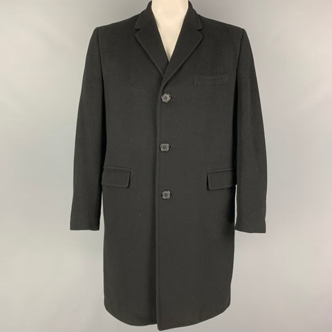H HOWARD Size M Black Cashmere Notch Lapel Coat