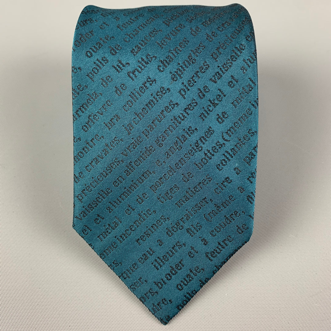 CLAUDE MONTANA Teal Silk Epingles de Cravates Tie