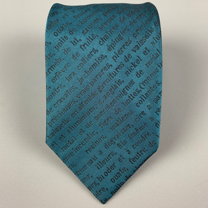 CLAUDE MONTANA Teal Silk Epingles de Cravates Tie