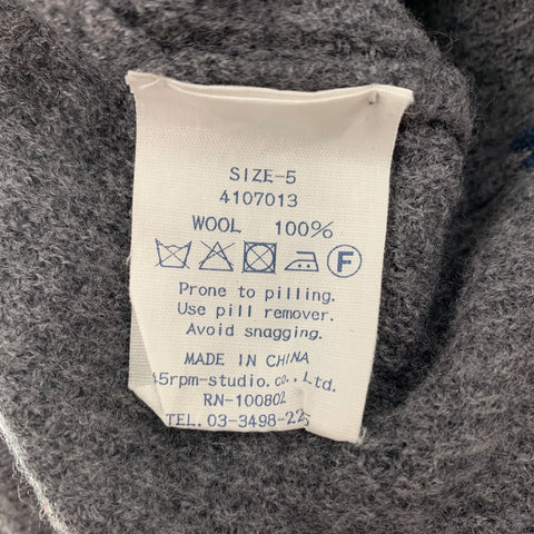 45rpm Size L Grey Waffle Knit Wool Raglan Pullover