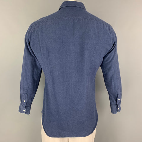 LORO PIANA Size M Blue Cotton Button Up Long Sleeve Shirt
