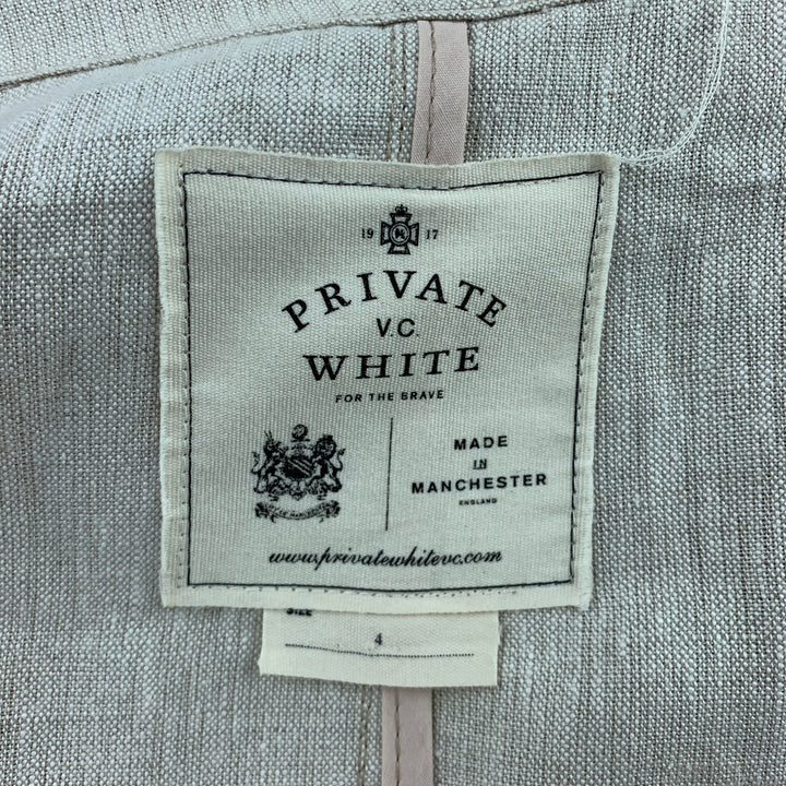 PRIVATE WHITE Size 40 Beige Linen Notch Lapel Sport Coat