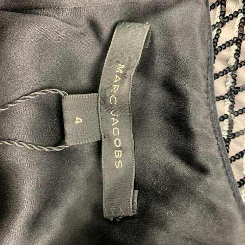 MARC JACOBS Size 4 Gray Black Silk Sequined Shift Dress